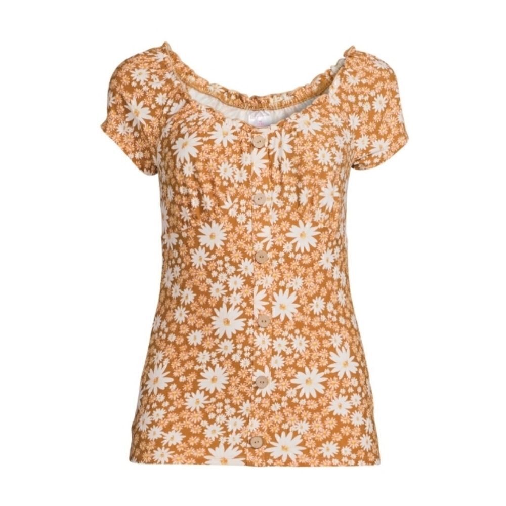 Super Soft Floral Button Front Top